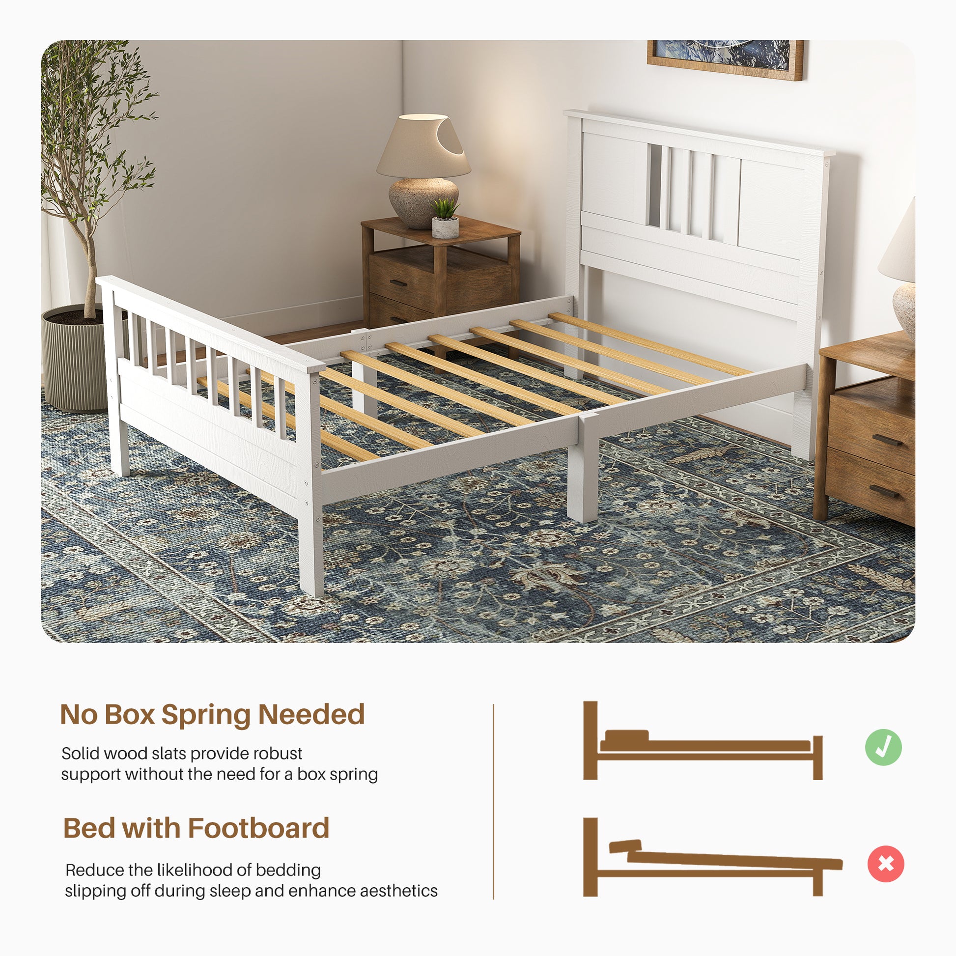 LIFERECORD Twin Size Metal Platform Bed Frame with Headboard & Footboard - 350LB Support, No Box Spring Needed, White