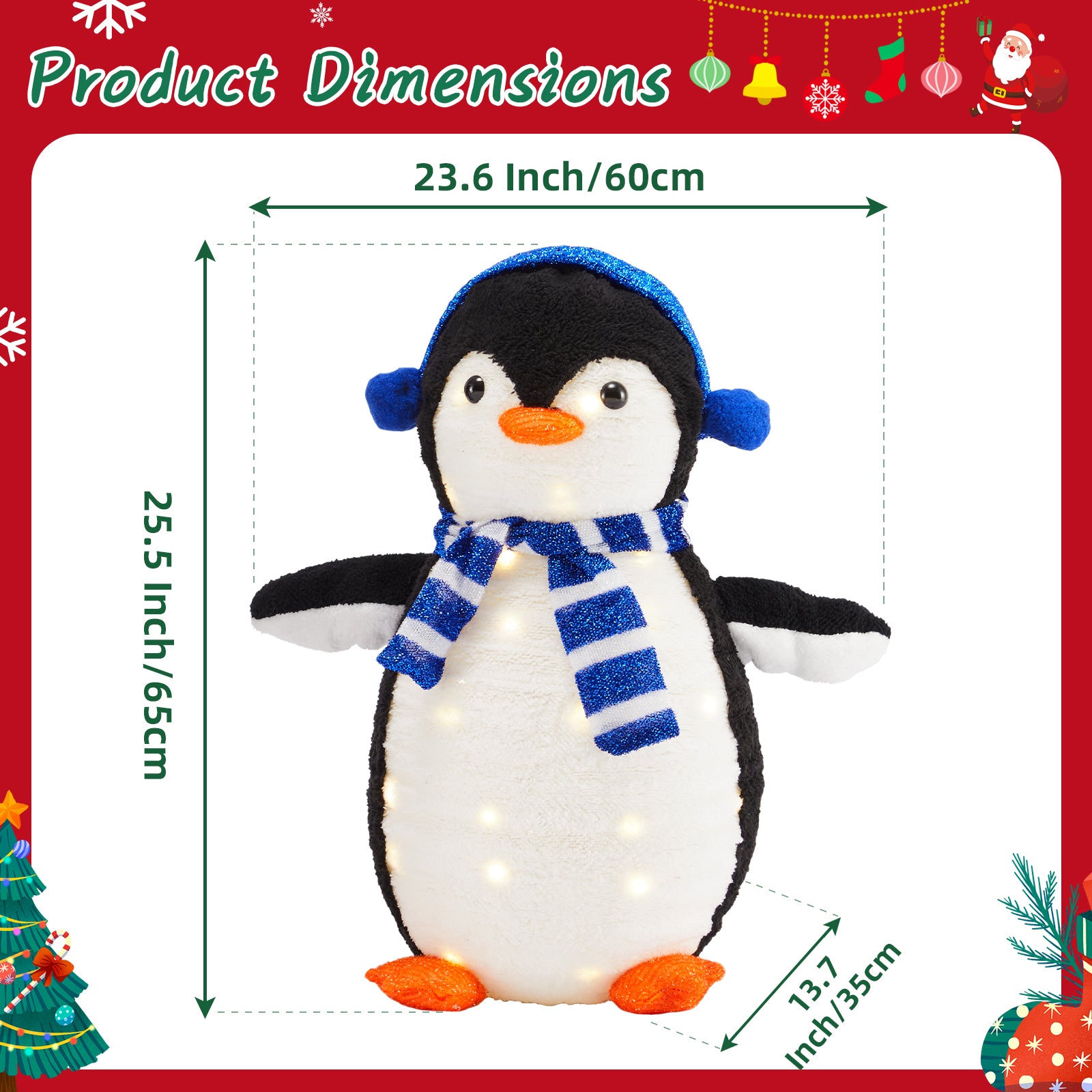LIFERECORD 2PC Lighted Penguin Family, 3ft Pop-Up Outdoor Christmas Holiday Decoration w/ 150 LED Lights, Multicolored Lights - Blue