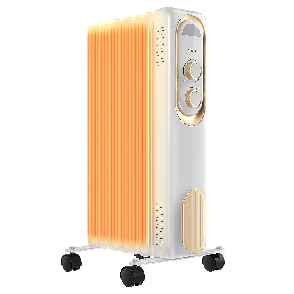 LIFERECORD Oil Filled Radiator, Electric Radiant Heaters for indoor use, Safe Lock, , Overheat & Tip-Over Protection, Adjustable Thermostat, Quiet, 1500W, 26" White