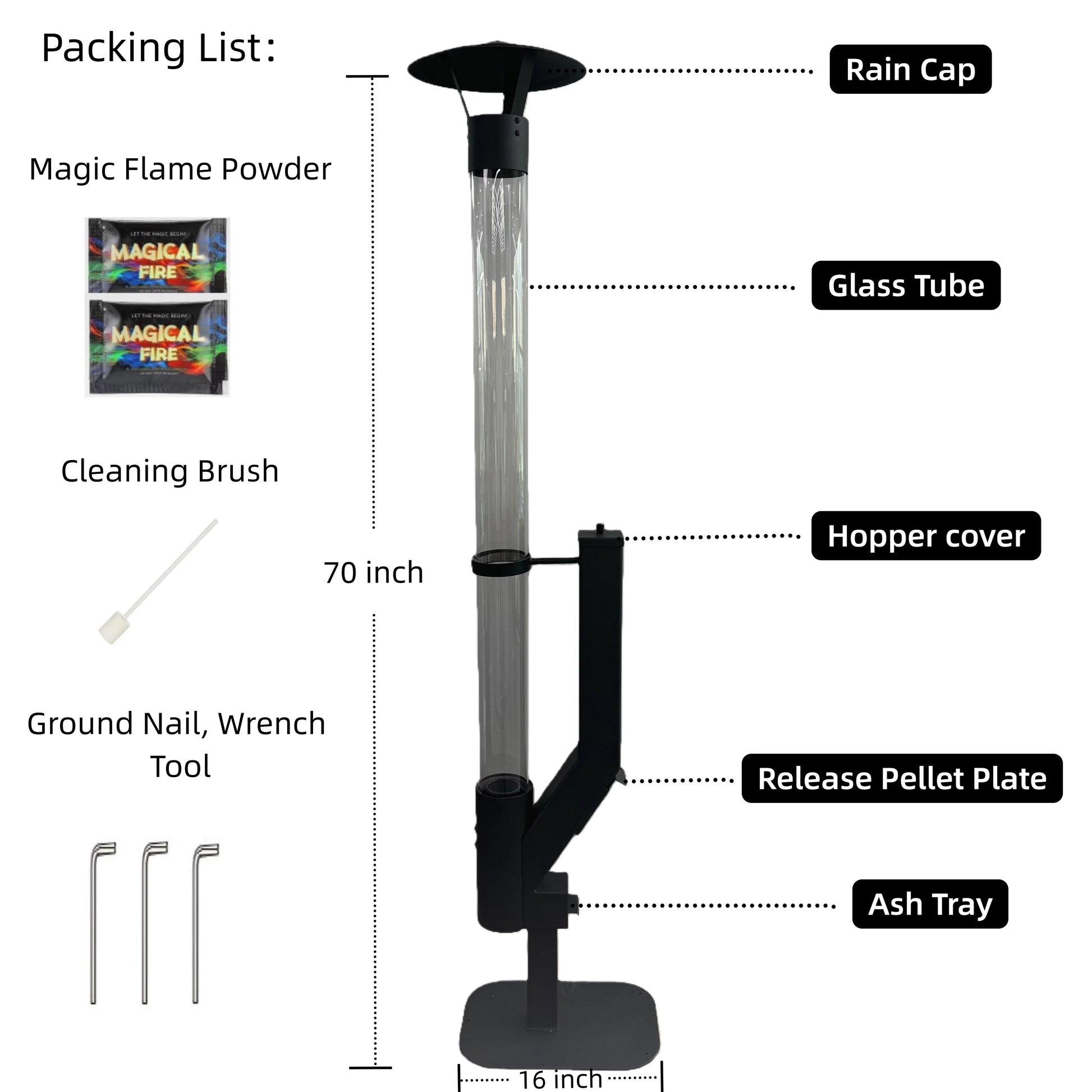 LIFERECORD Wood Pellet Patio Heater, Portable Fire Pit - Stainless Steel Outdoor Rocket Stove with Tripod Base for Backyard & Patio