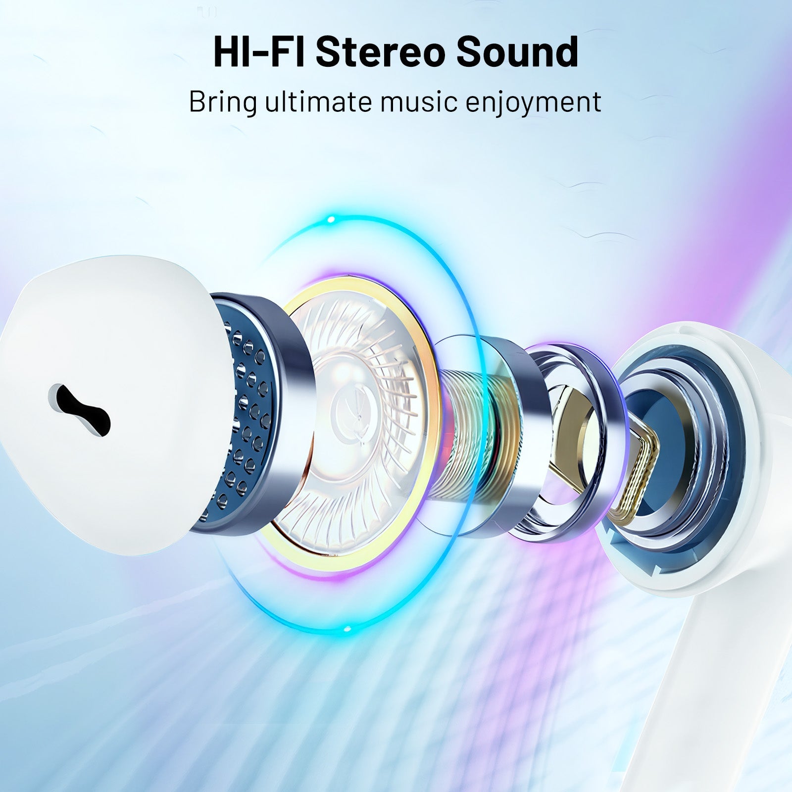 Wireless Headphones with 40Hrs Battery Life, Deep Bass, Wireless Charging Case, LED Display, Waterproof Mic - For Phone, Tablet, TV