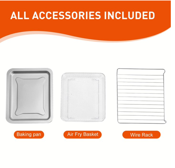 LIFERECORD 26.4QT Air Fryer Toaster Oven Combo with Convection, 4 Functions in 1 Countertop Oven, Air Fry Bake Toast Broil, 60-Min Timer, up to 450°F