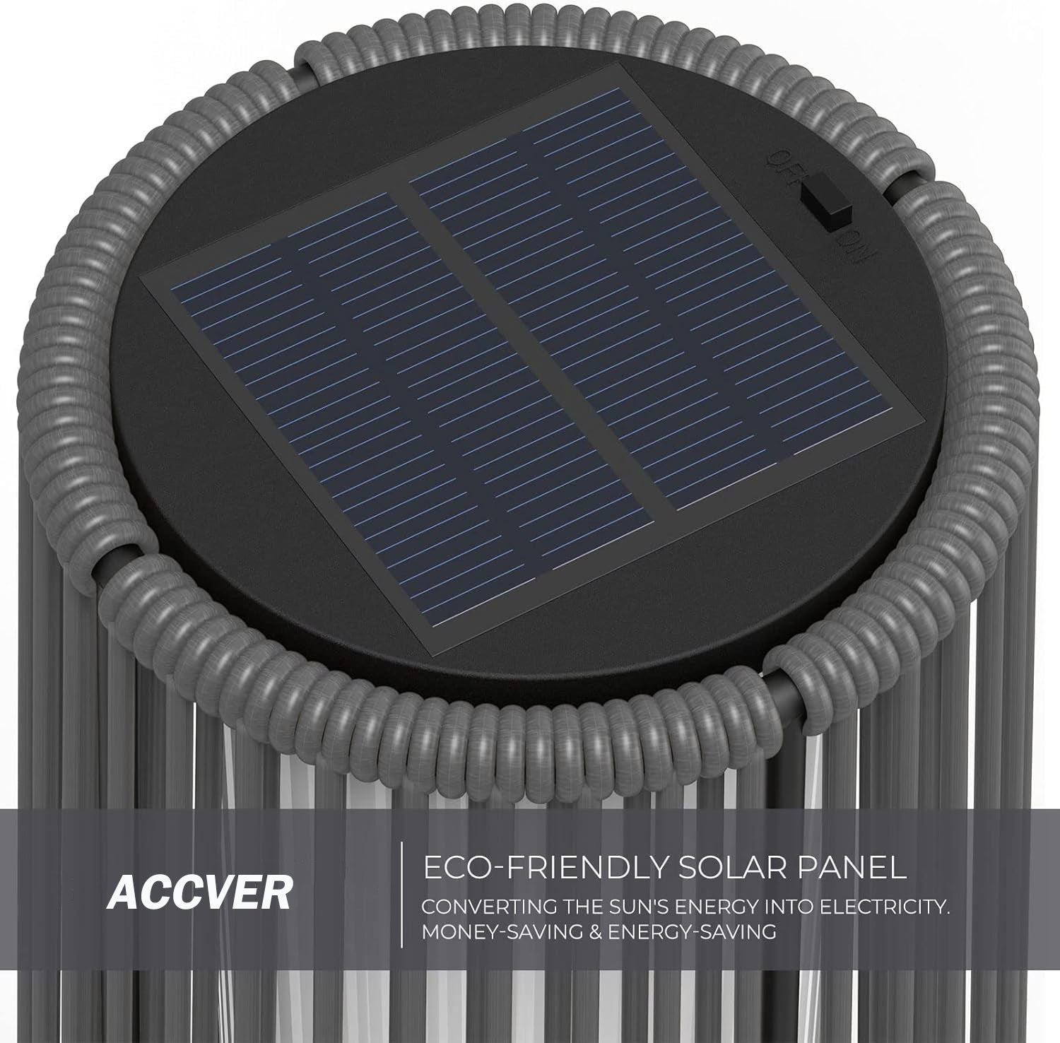 ACCVER Outdoor Floor Lamp 2-Pack, All-Weather Wicker Outdoor Solar Floor Lights, Waterproof, Gray