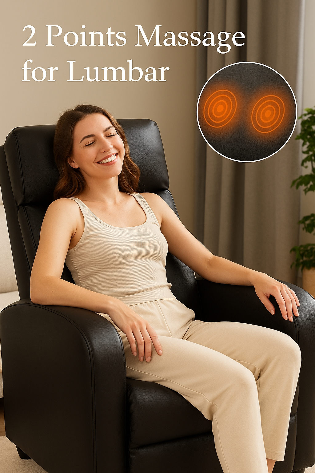 LIFERECORD Massage Recliner Chair Home Theater Seating with Lumbar Support, Heating and Padded Backrest for Living Room, Bedroom (Leather, Black)