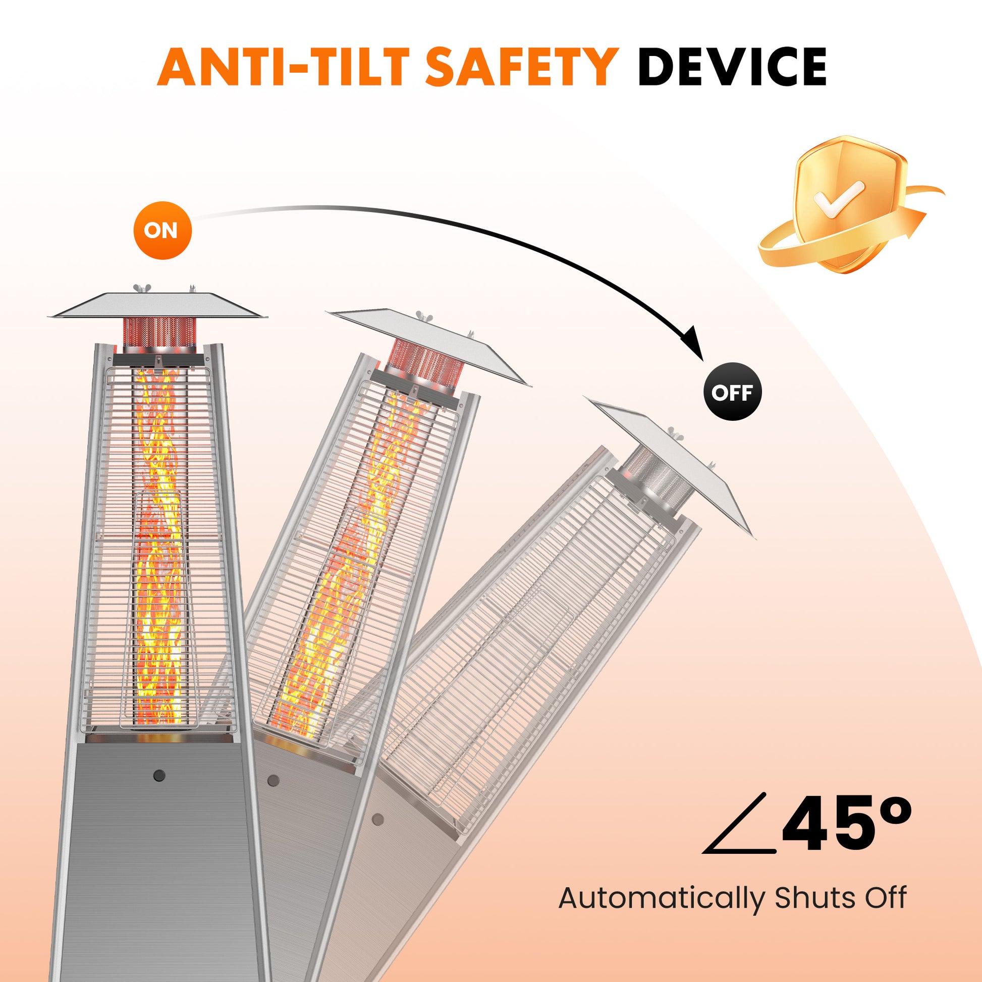 LIFERECORD Pyramid Patio Heater with Wheels 48,000 BTU - Push-Button Ignition Outdoor Propane Heater for Deck, Backyard & Garden