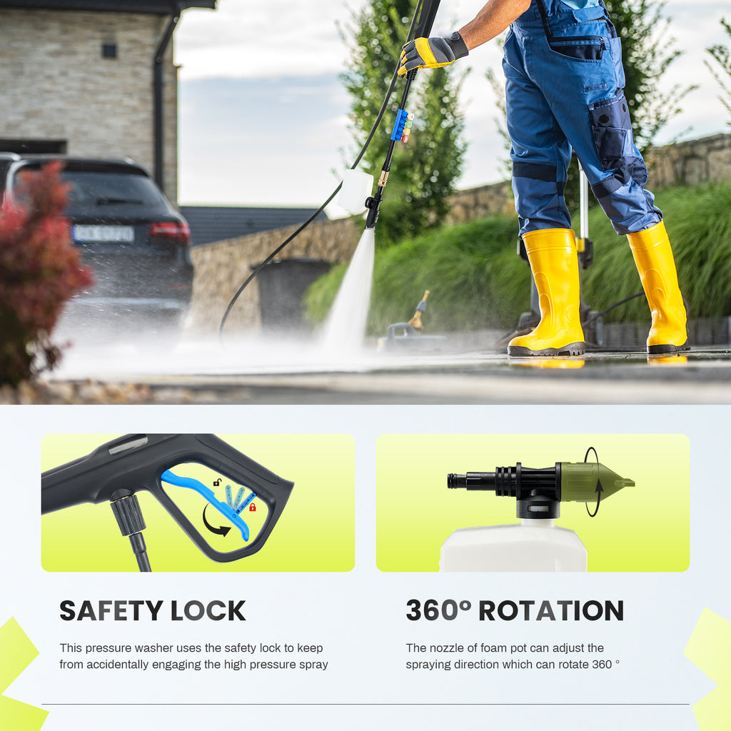 LIFERECORD Electric Pressure Washer, 2100 Max PSI 2.0 Max GPM with Foam Cannon, 5 Quick Connect Nozzles, for Cars/Fences/Driveways/Home/Patios, Blue