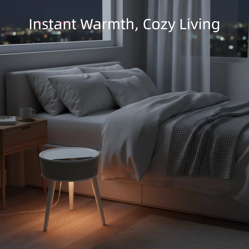 LIFERECORD Space Heater with Side Table, Ceramic 2-in-1 Indoor Heater with Remote, 1500W, Overheat & Tip-Over Protection, 1-12H Timer, LED Light for Home Office Bedroom Use, 23.6 Inch