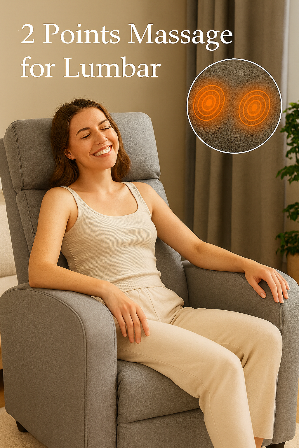 LIFERECORD Massage Recliner Chair Home Theater Seating with Lumbar Support, Heating and Padded Backrest for Living Room, Bedroom (Textile, Grey)