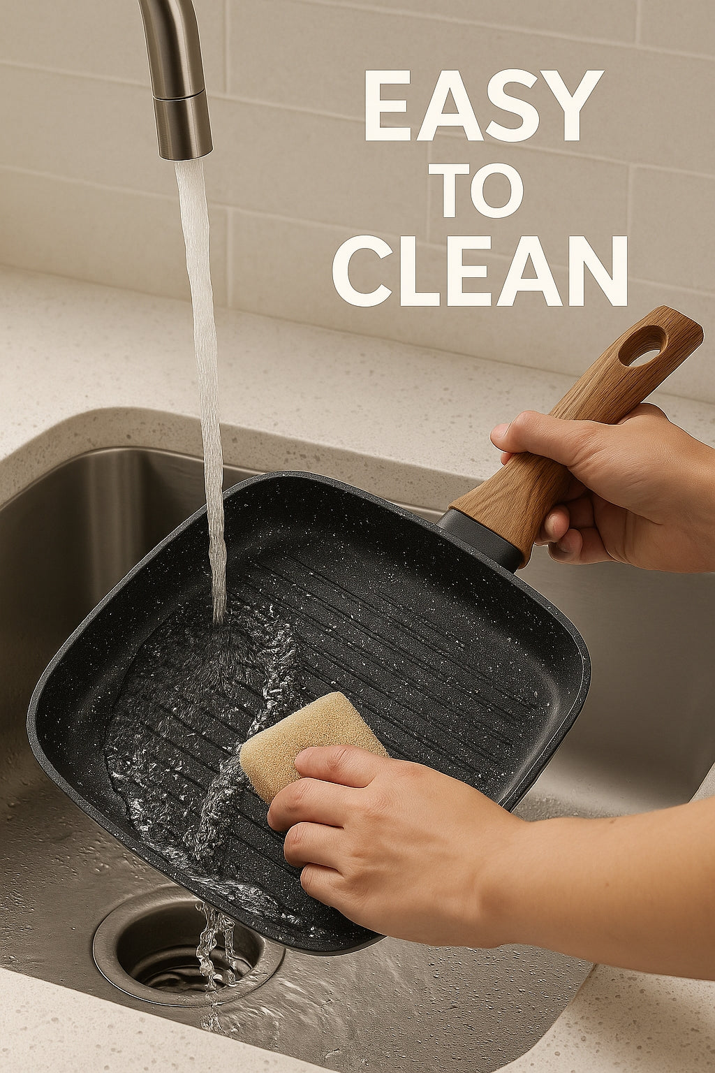 LIFERECORD Non Stick 3-Piece Kitchen Frying pan Skillet Set, 3 Piece Square Grill Pans (9.5", 10", 11") with Removable Handle, Compatible with All Stovetops, Black