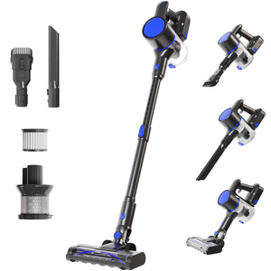 LIFERECORD Cordless Vacuum Cleaner, 180°Flexible Stick Vacuum for Pet Hair with Anti-Tangle Brush, 3 Suction Modes, LED Light for Hardwood Floors, Carpet, Furniture