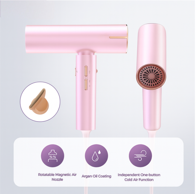 LIFERECORD High Speed Hair Dryer with 200 Million Negative Ions, Magnetic Nozzle, Cold Air & Argan Oil Coating, Lightweight Professional Blow Dryer for Fast Drying, Frizz Control, Home Salon Use