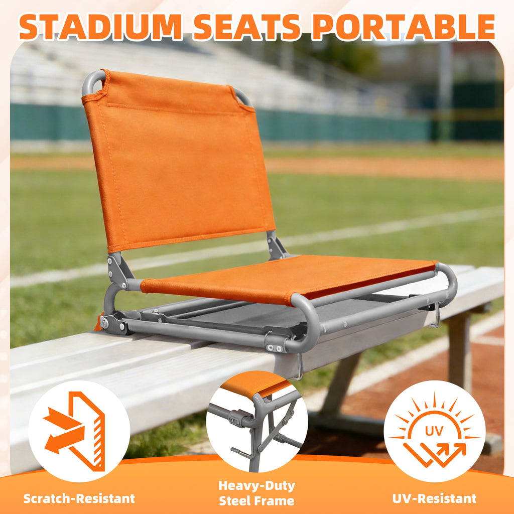 LIFERECORD Foldable Stadium Bleacher Seat with Back Support - Portable Heavy-Duty Steel Frame Chair for Family, Sports Games, Concerts, Camping - 225 lbs Capacity, Waterproof 600D Oxford Fabric