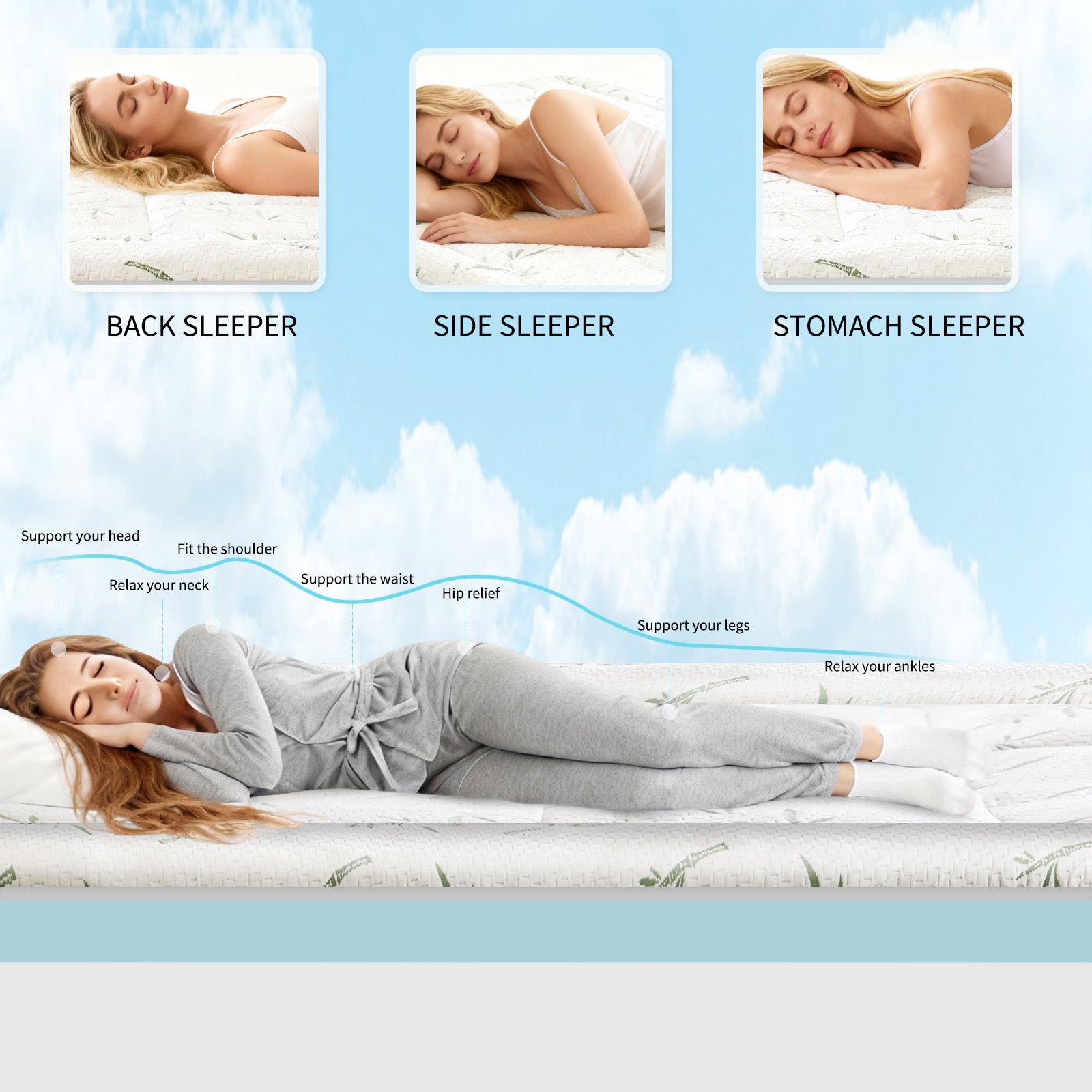 LIFERECORD 4-inch Memory Foam Mattress Topper with Cool Gel - Medium Firm Pillow Top for Back Pain Relief & Hot Sleepers, Queen