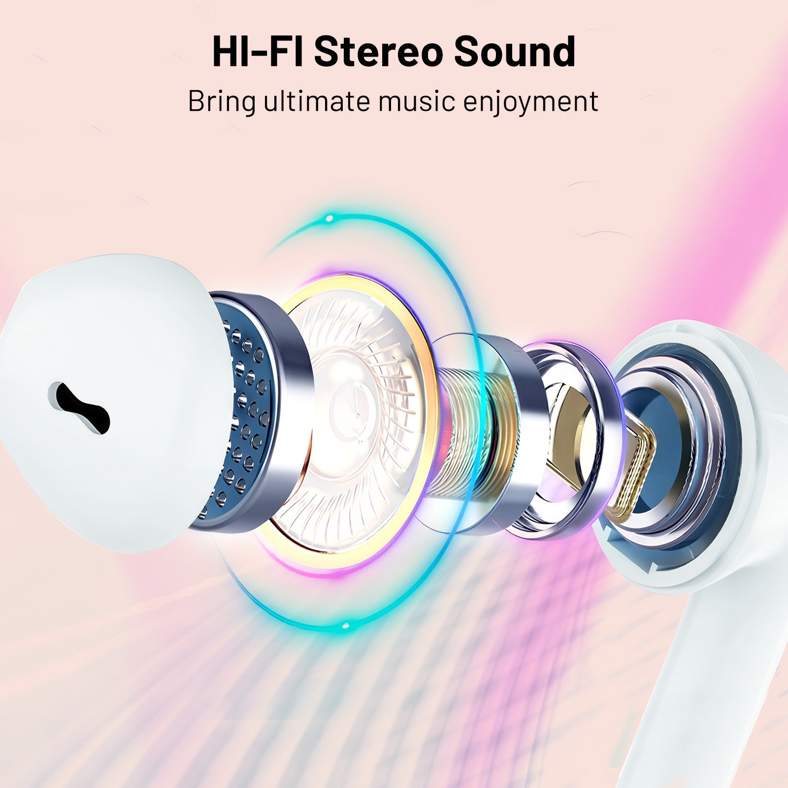 Wireless Headphones with 40Hrs Battery Life, Deep Bass, Wireless Charging Case, LED Display, Waterproof Mic - For Phone, Tablet, TV