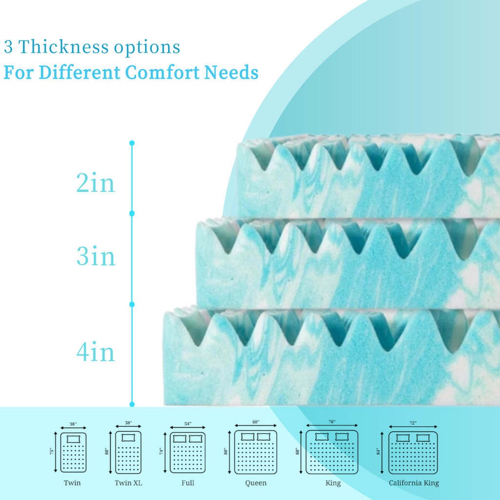 LIFERECORD Queen Mattress Topper 4", Cooling Gel Memory Foam Pad with 5-Zone Pressure Relief, Dual-Sided Firm & Soft Bed Topper for Back Pain