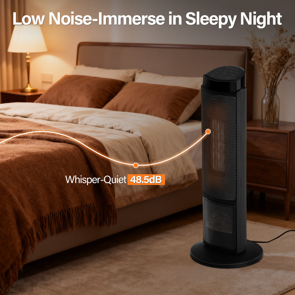 LIFERECORD Oscillating Space Heater with Remote, 70° Wide-Angle Heating, Quiet Portable Indoor Heater with Tip-Over Protection for Office & Home, Black