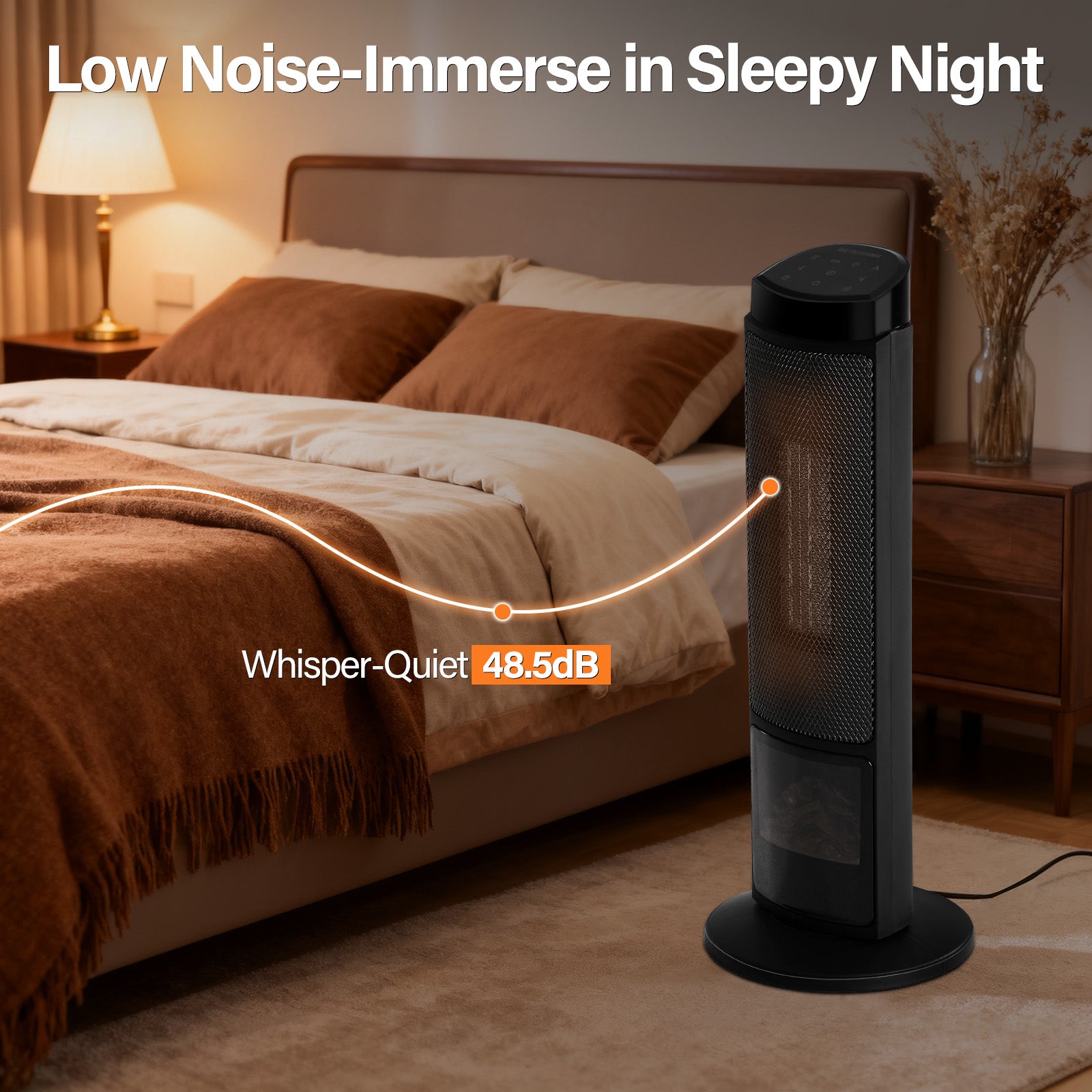 LIFERECORD Oscillating Space Heater with Remote, 70° Wide-Angle Heating, Quiet Portable Indoor Heater with Tip-Over Protection for Office & Home, Black