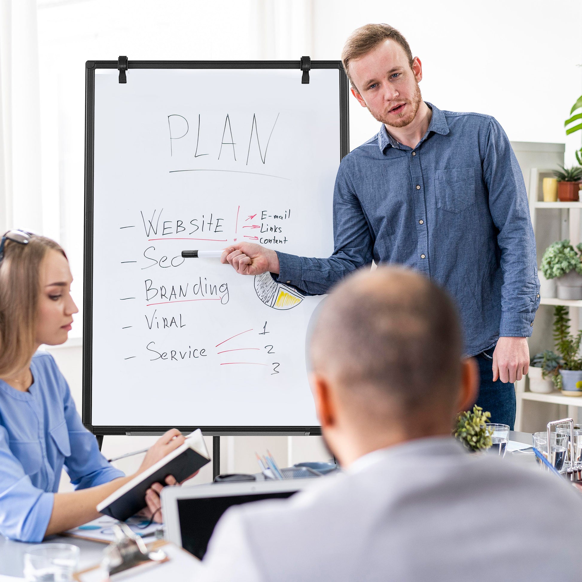 LIFERECORD 40"x28" Magnetic Portable Easel Dry Erase Board, Flipchart Easel Stand Tripod Whiteboard, Black