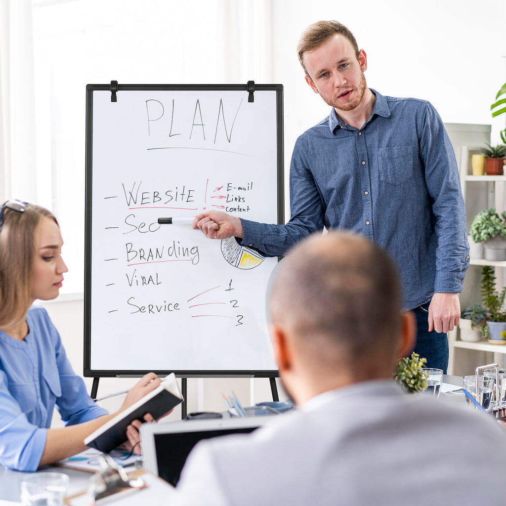 LIFERECORD 36"x24" Magnetic Portable Easel Dry Erase Board, Flipchart Easel Stand Tripod Whiteboard, Black