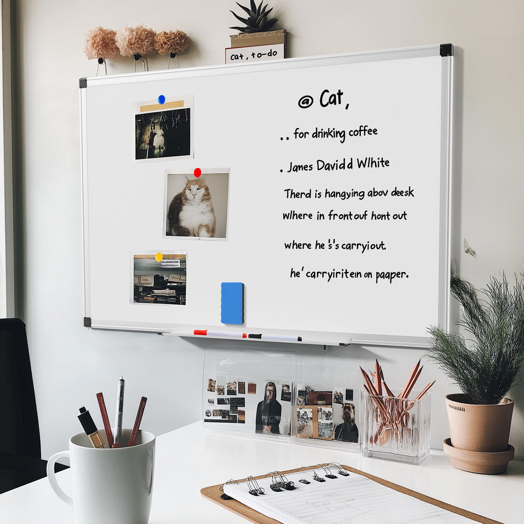 ROSVOVO 36x24 Inch Magnetic Dry Erase Board for Wall - Aluminum Frame Whiteboard Kit with Pen Tray, Markers & Magnets for Office, Home & Classroom
