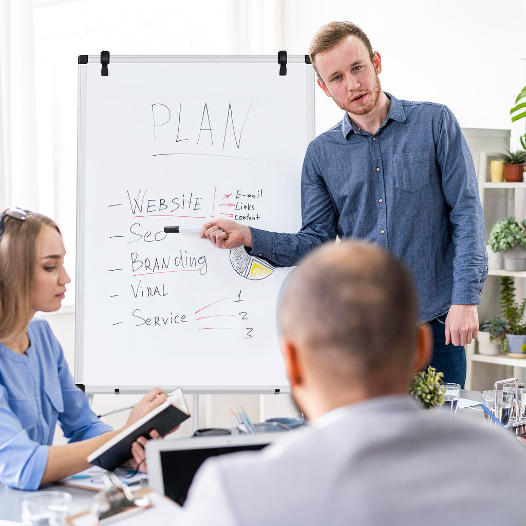 LIFERECORD 40"x28" Magnetic Portable Easel Dry Erase Board, Flipchart Easel Stand Tripod Whiteboard, White