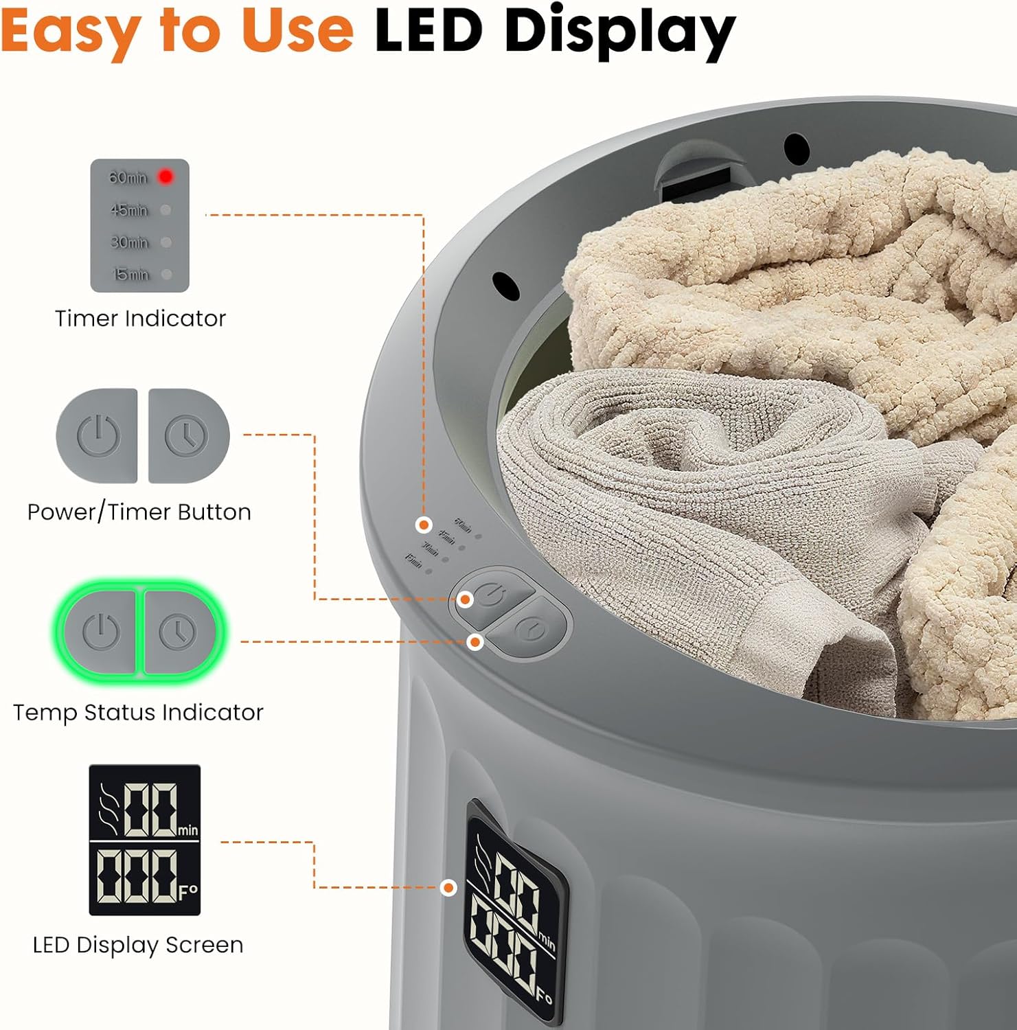 LIFERECORD 20L Towel Warmer, Luxury Blanket & Bathrobes Warmer Rapid Heating with Timer, Auto Shut-Off, Safety Lock, Perfect Spa Gift for Home & Bathroom, Grey