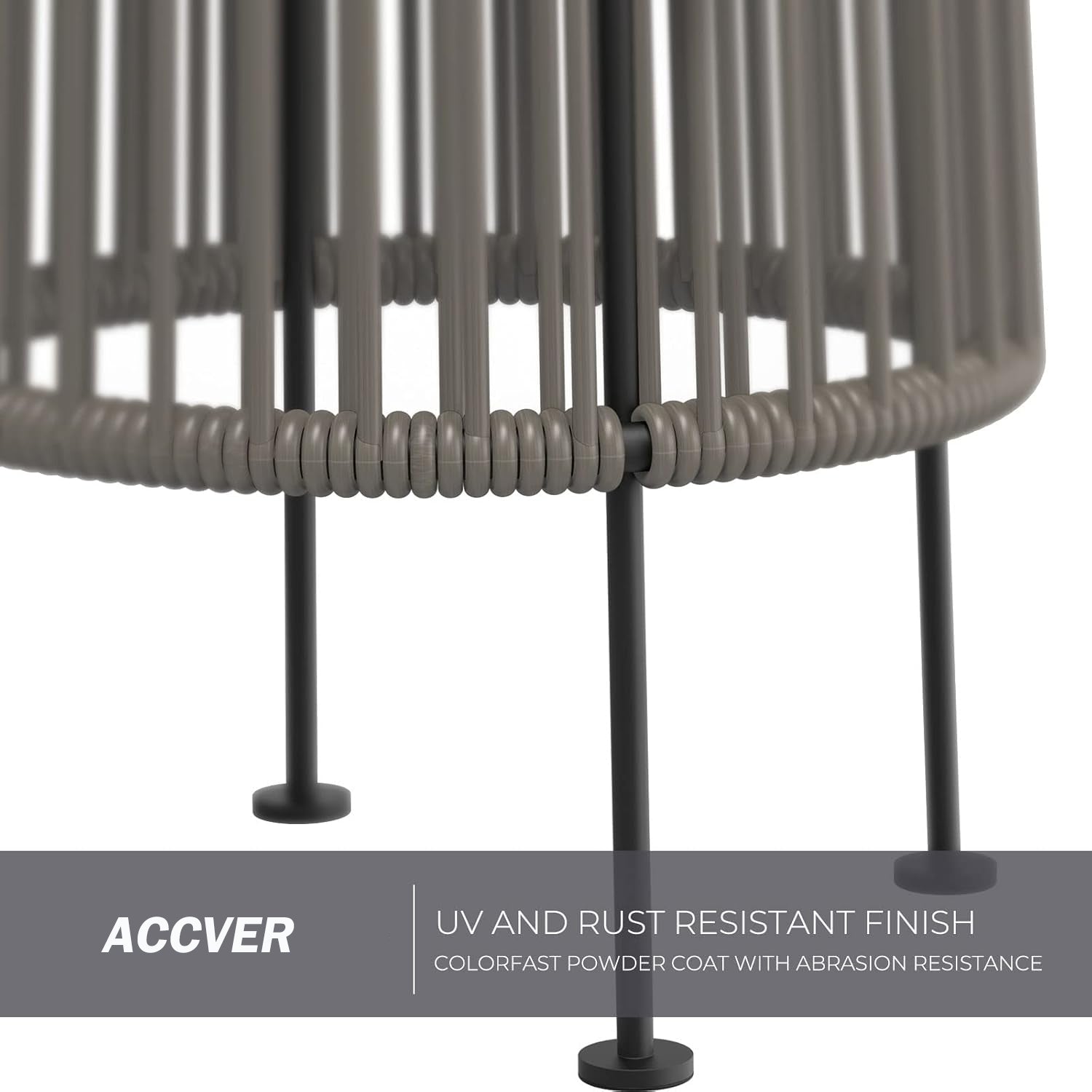 ACCVER Outdoor Floor Lamp 2-Pack, All-Weather Wicker Outdoor Solar Floor Lights, Waterproof, Light Brown