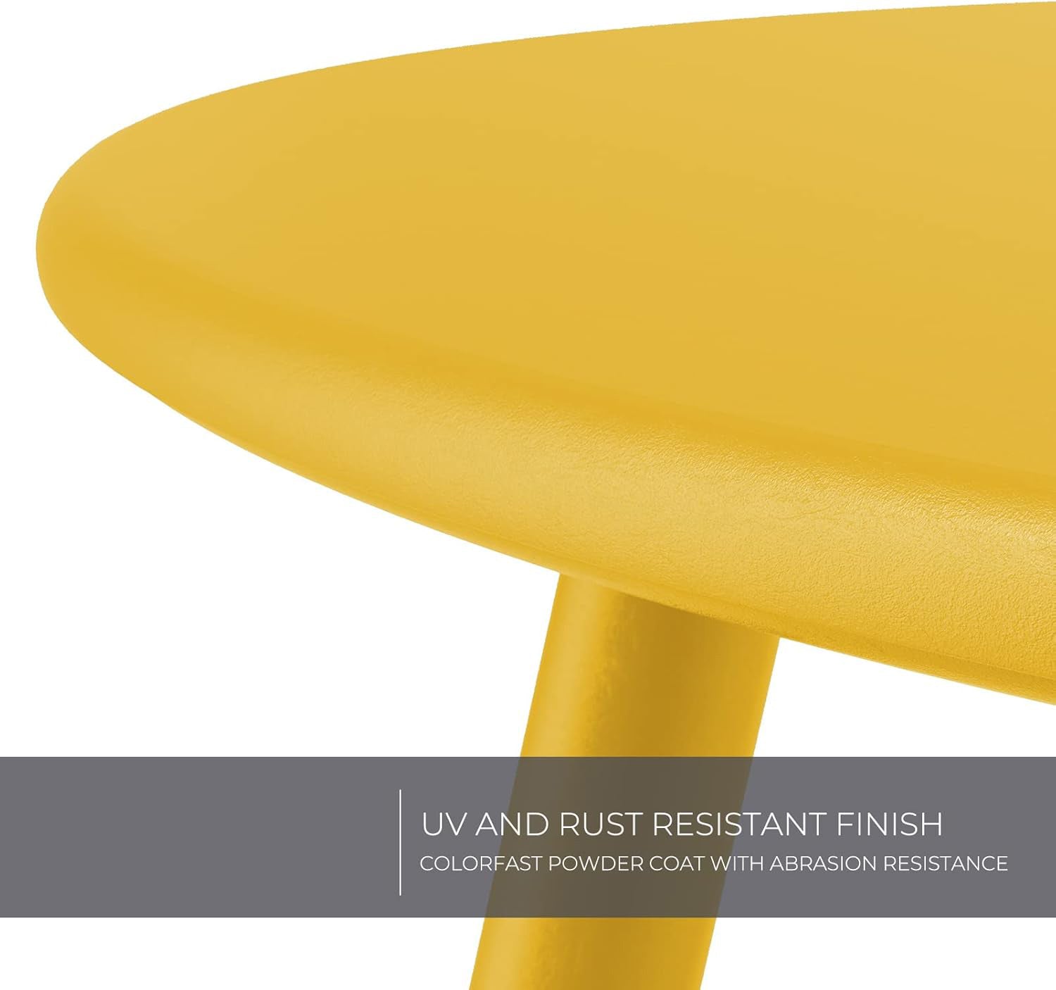ACCVER Outdoor Side Table, 18-inch Small Round Side Snack Table with Adjustable Feet, Anti-Rust Metal End Accent Table for Patio Porch Balcony, Yellow