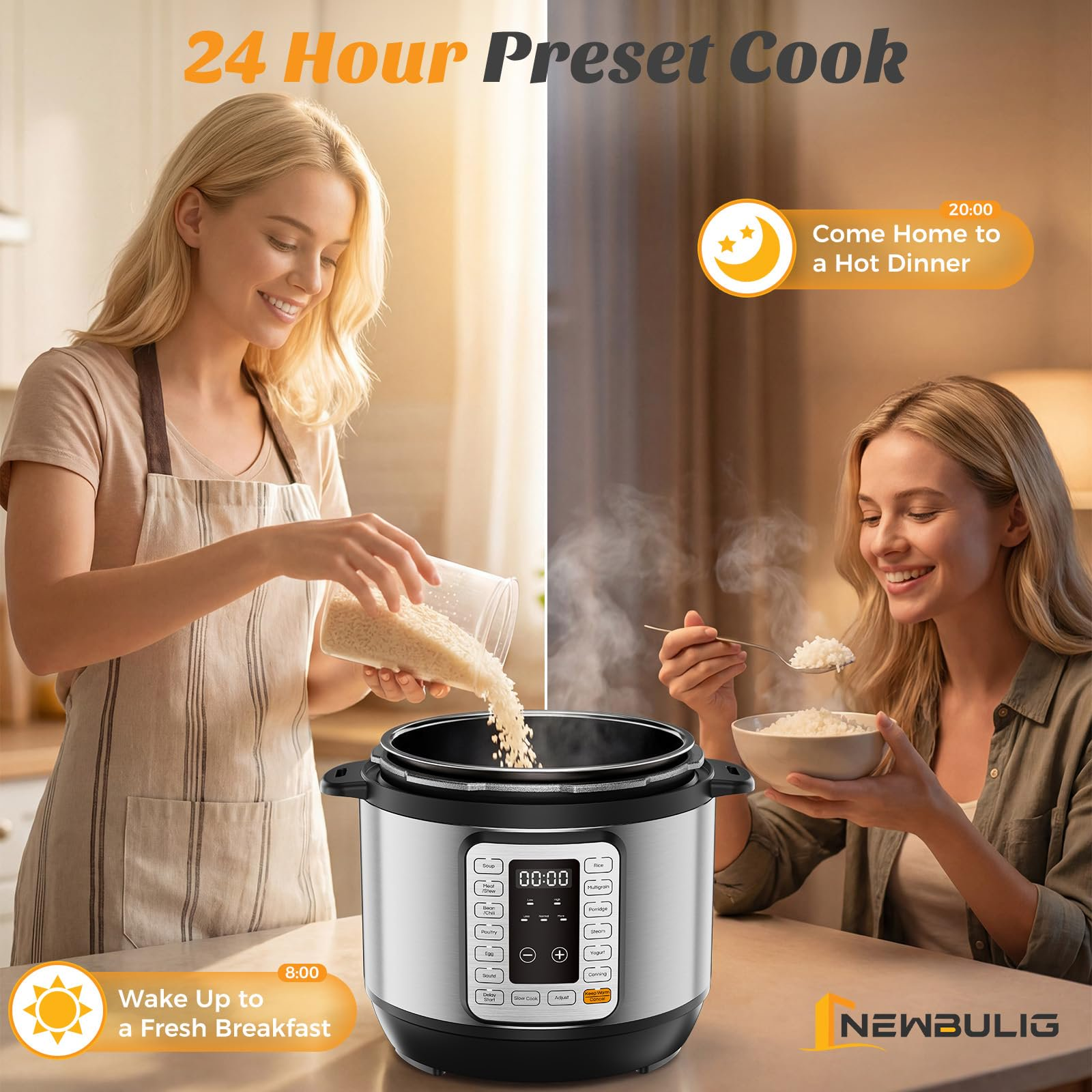 LIFERECORD Electric Pressure Cooker 8 Quart, 9-in-1 Multi Cooker with Stainless Steel Housing, Smart Slow Cooker, Rice Cooker, Steamer & Yogurt Maker for Family Meals