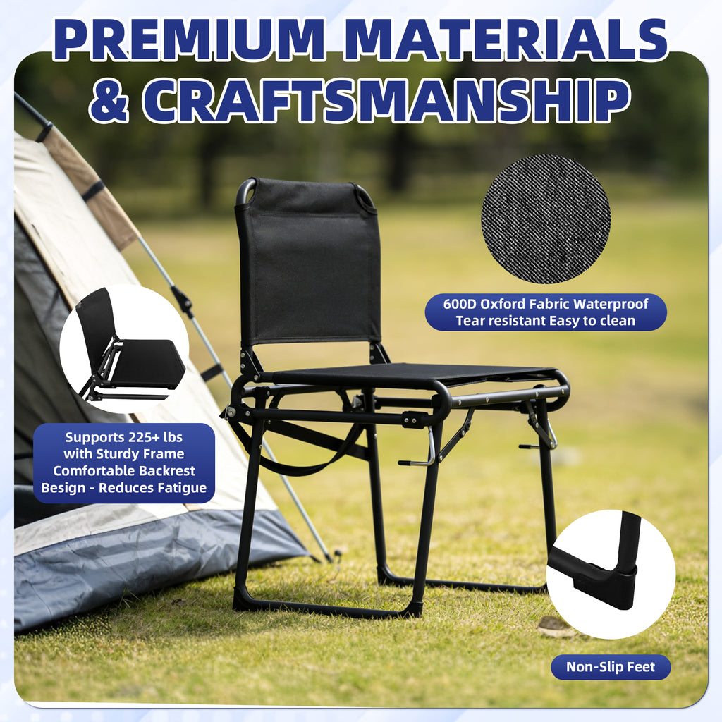 LIFERECORD Foldable Stadium Bleacher Seat with Back Support - Portable Heavy-Duty Steel Frame Chair for Family, Sports Games, Concerts, Camping - 225 lbs Capacity, Waterproof 600D Oxford Fabric