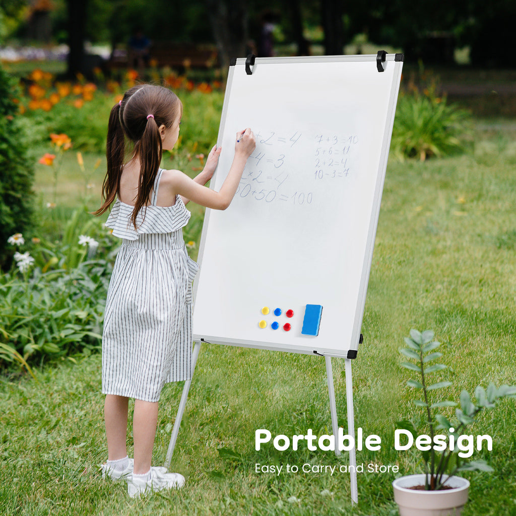 ROSVOVO 40x28 Inch Magnetic Whiteboard Easel with Tripod Stand - Height Adjustable Portable Dry Erase Board Kit for Classroom, Office & Home, White