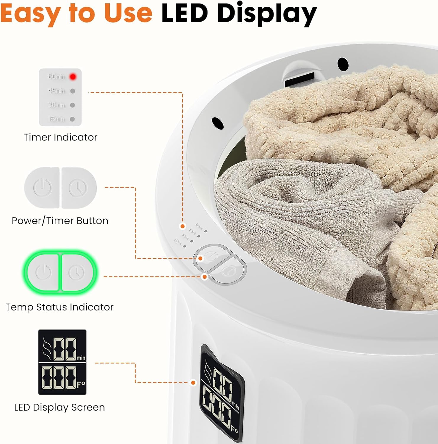 LIFERECORD 20L Towel Warmer, Luxury Blanket & Bathrobes Warmer Rapid Heating with Timer, Auto Shut-Off, Safety Lock, Perfect Spa Gift for Home & Bathroom, White