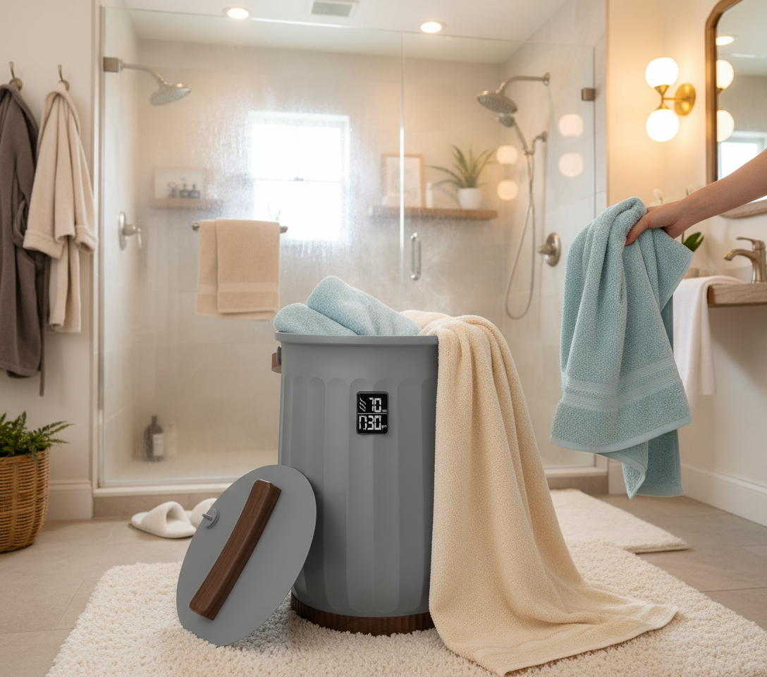 LIFERECORD 20L Towel Warmer, Luxury Blanket & Bathrobes Warmer Rapid Heating with Timer, Auto Shut-Off, Safety Lock, Perfect Spa Gift for Home & Bathroom, Grey