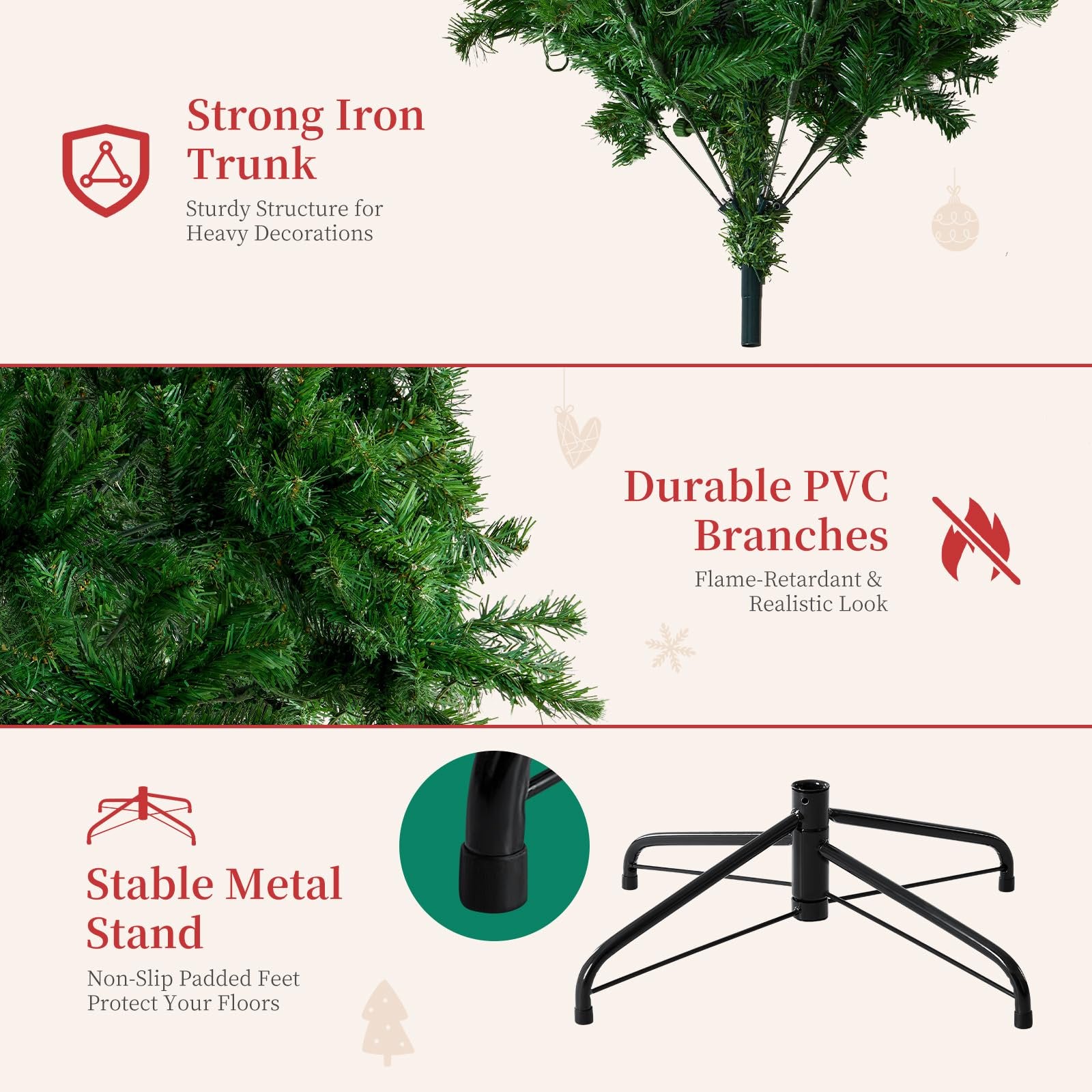LIFERECORD 4.5ft Pre-lit Artificial Christmas Tree with 120 Color Changing LED Lights, 8 Modes Full Green PVC Xmas Tree with 347 Branch Tips & Metal Stand for Party Decoration
