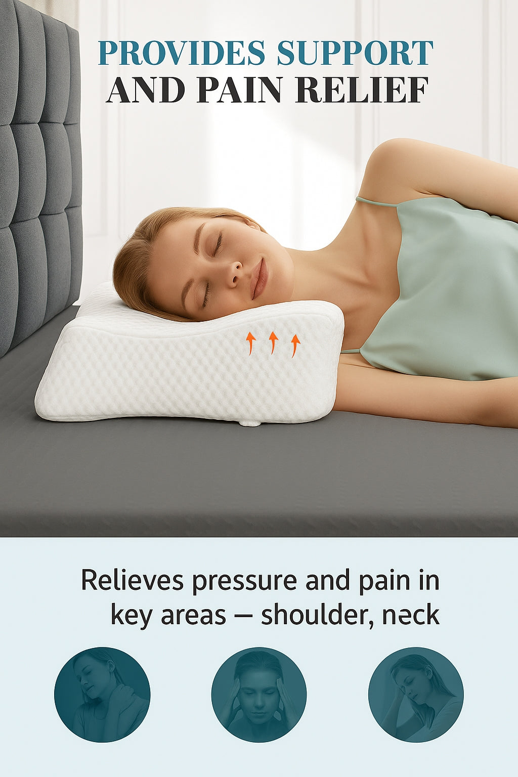 LIFERECORD Cervical Neck Pillow – Ergonomic Memory Foam Pillow for Neck and Shoulder Pain Relief, Contour Bed Pillow for Side, Back and Stomach Sleepers, King Size, White