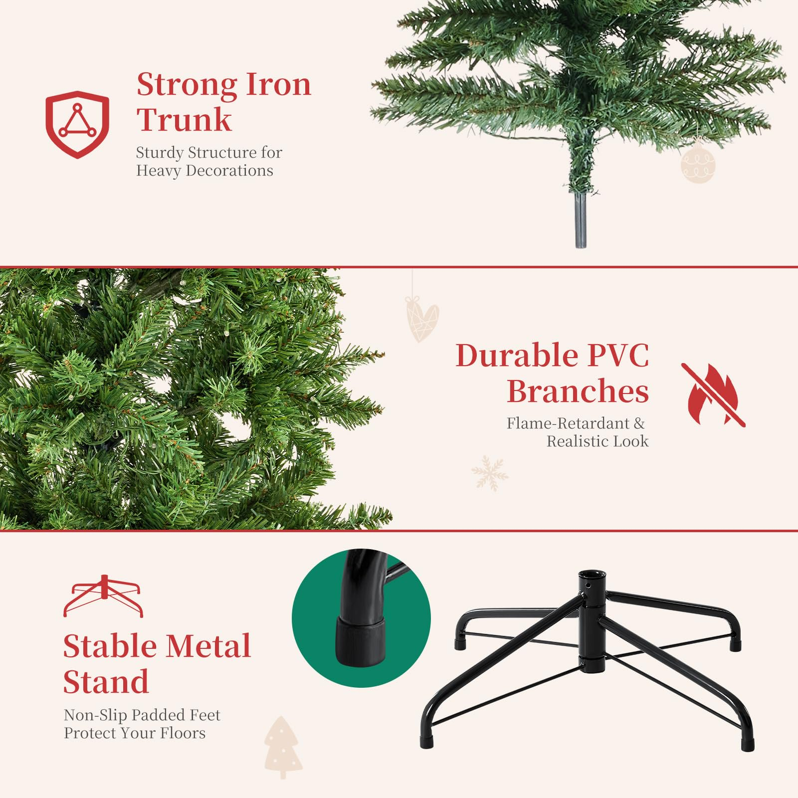 LIFERECORD 9ft Pre-lit Artificial Christmas Tree with 600 Color Changing LED Lights, 8 Modes Full Green PVC Xmas Tree with 2000 Branch Tips & Metal Stand for Party Decoration