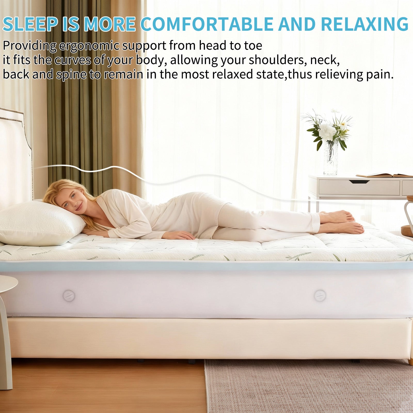 LIFERECORD 4-inch Memory Foam Mattress Topper with Cool Gel - Medium Firm Pillow Top for Back Pain Relief & Hot Sleepers, King