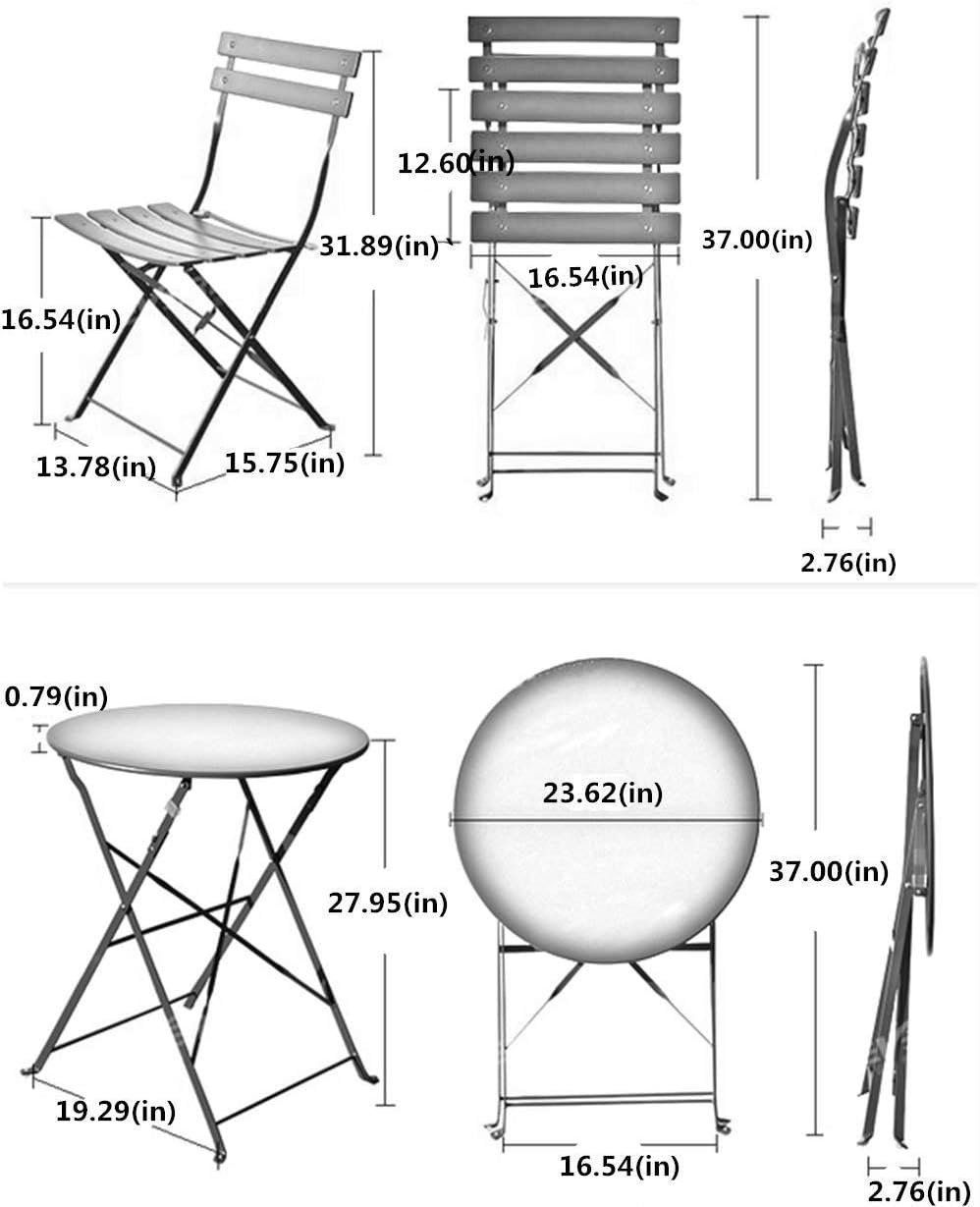 3-Piece Folding Bistro Set, 2 Chairs and 1 Table, Weather-Resistant Outdoor Indoor Conversation Set for Patio, Yard, Red