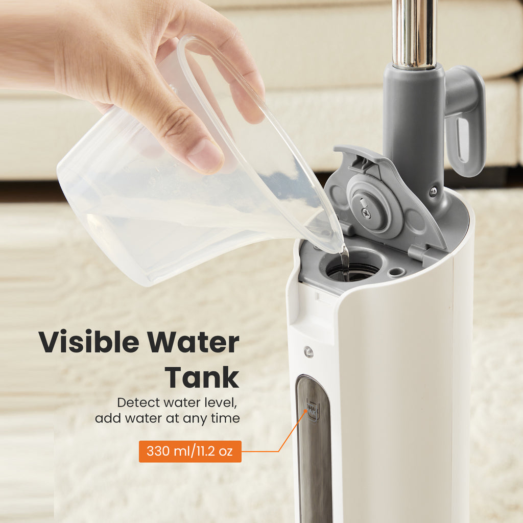 LIFERECORD Lightweight Steam Mop for Floors & Carpets | 30-Second Heat Up, 16ft Cord & Swivel Head for Hardwood, Tile, Laminate with 2 Washable Pads, Grey