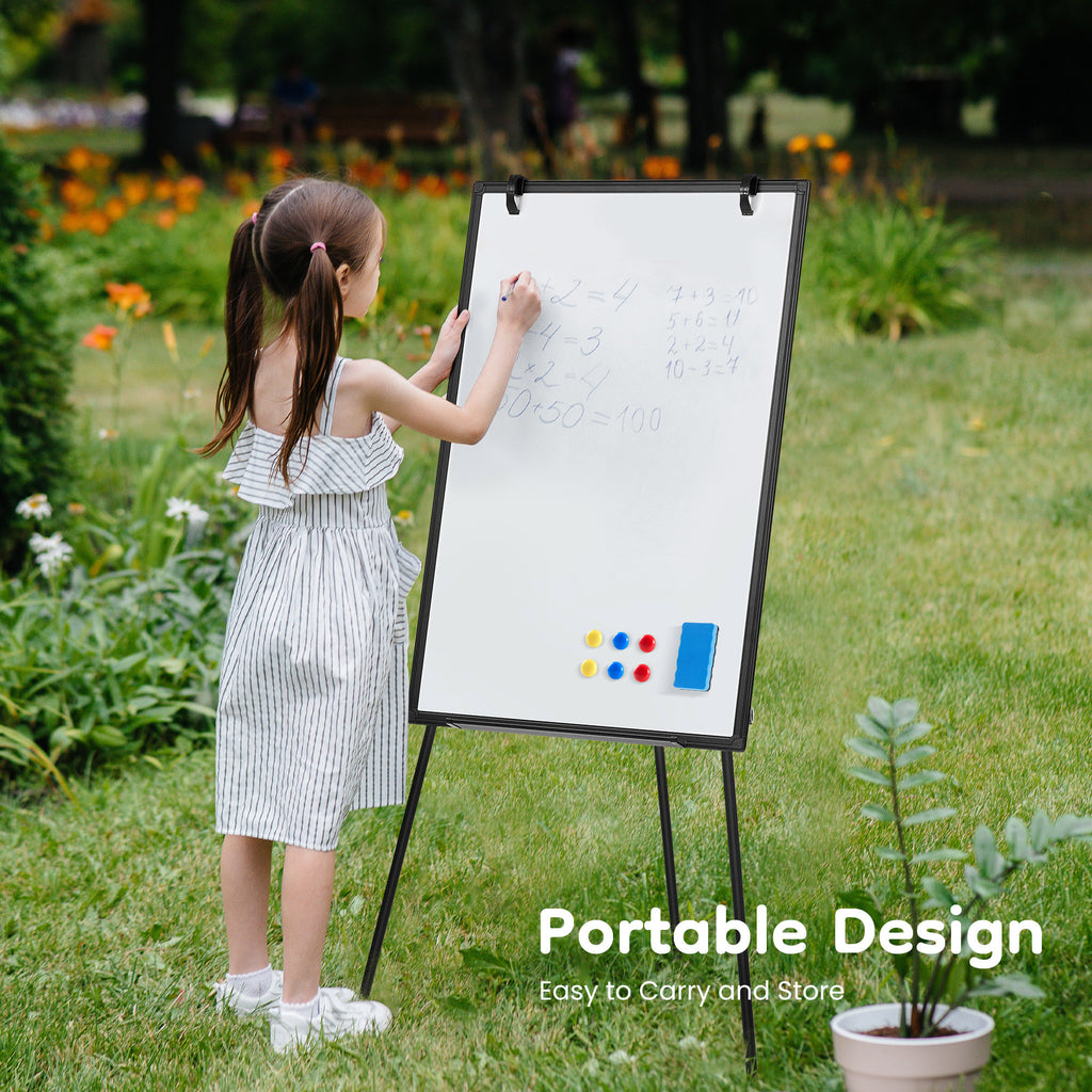 LIFERECORD 36"x24" Magnetic Portable Easel Dry Erase Board, Flipchart Easel Stand Tripod Whiteboard, Black