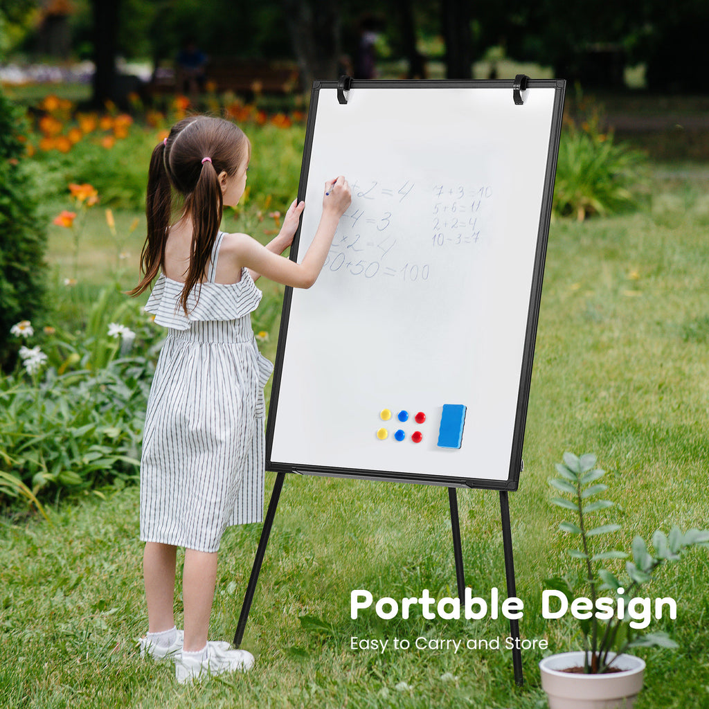 LIFERECORD 40"x28" Magnetic Portable Easel Dry Erase Board, Flipchart Easel Stand Tripod Whiteboard, Black