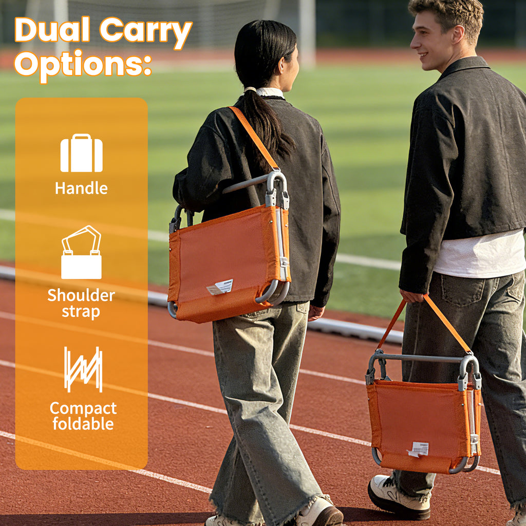 LIFERECORD Foldable Stadium Seat Chair with Back Support, Portable Bleacher Seat for Sports Games, Concerts, Parks - 225 lbs Capacity, Waterproof 600D Oxford Fabric, Dual Carry Options