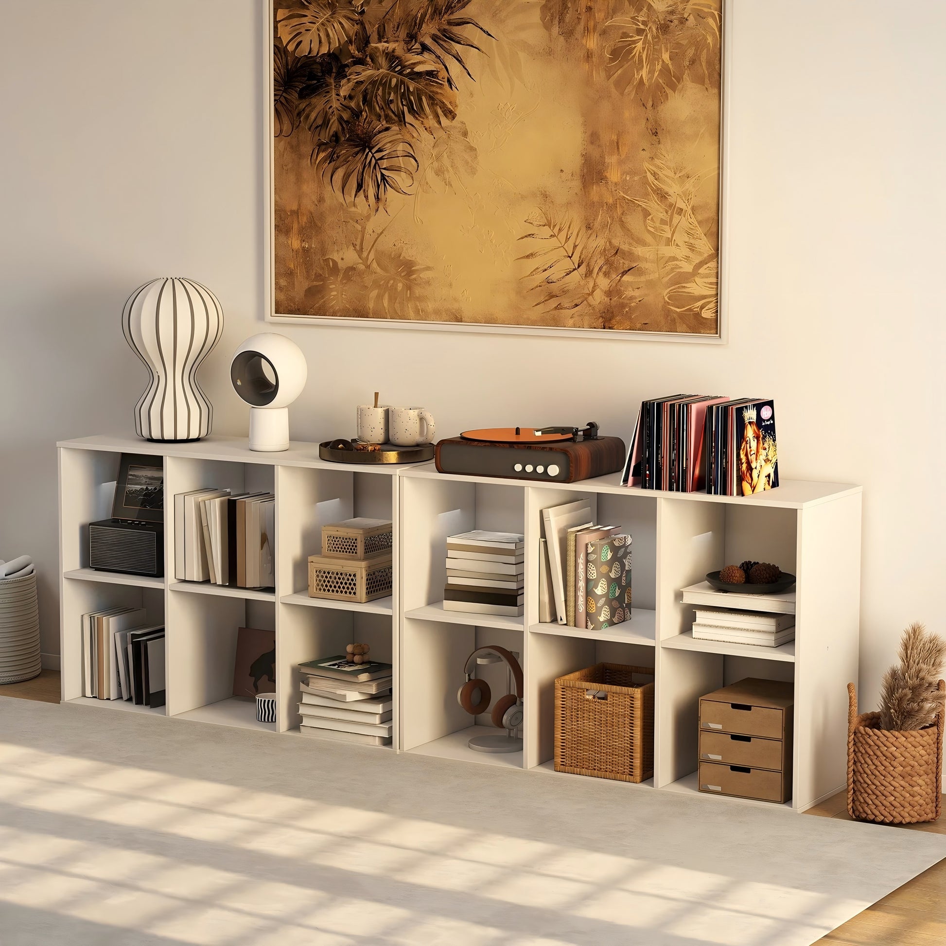 LIFERECORD 6 Cube Storage Organizer, 11x11 Cube Bookshelf with 3 Removable Back Panels, Open Cube Shelf for Living Room, Bedroom, Home Office, Kids Room, 35.9" L x 11.6" W x 23.2" H White