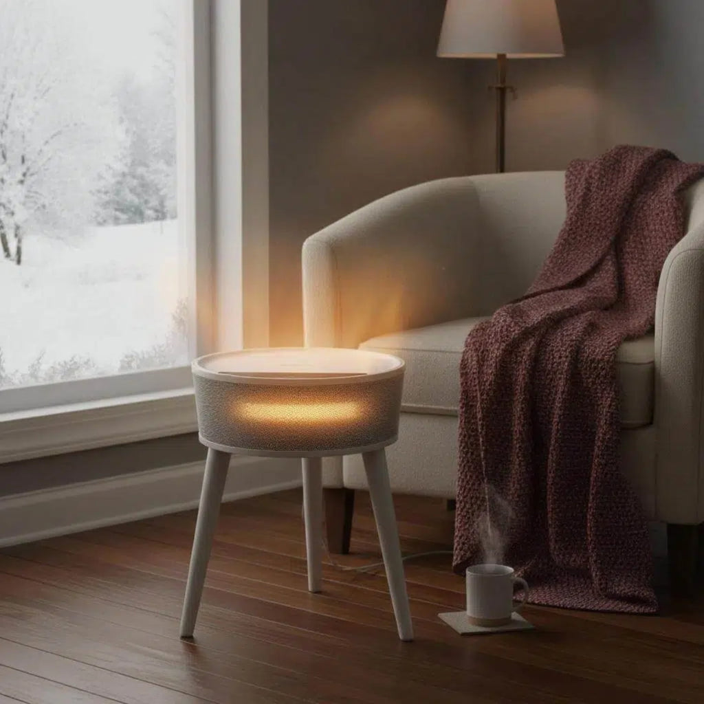 LIFERECORD Space Heater with Side Table, Ceramic 2-in-1 Indoor Heater with Remote, 1500W, Overheat & Tip-Over Protection, 1-12H Timer, LED Light for Home Office Bedroom Use, 23.6 Inch