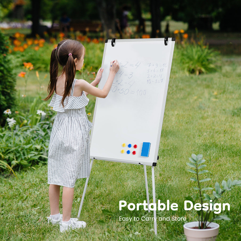 ROSVOVO 36x24 Inch Magnetic Whiteboard Easel with Tripod Stand - Height Adjustable Portable Dry Erase Board Kit for Classroom, Office & Home, White