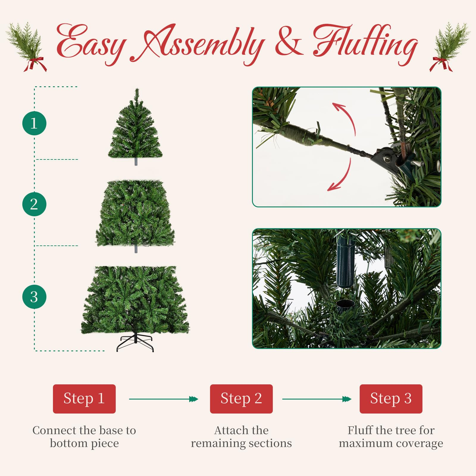 LIFERECORD 7.5ft Pre-lit Artificial Christmas Tree with 450 Color Changing LED Lights, 8 Modes Full Green PVC Xmas Tree with 1000 Branch Tips & Metal Stand for Party Decoration