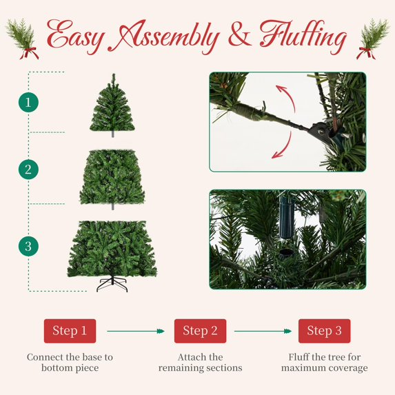 LIFERECORD 6ft Pre-lit Artificial Christmas Tree with 250 Color Changing LED Lights, 8 Modes Full Green PVC Xmas Tree with 700 Branch Tips & Metal Stand for Party Decoration