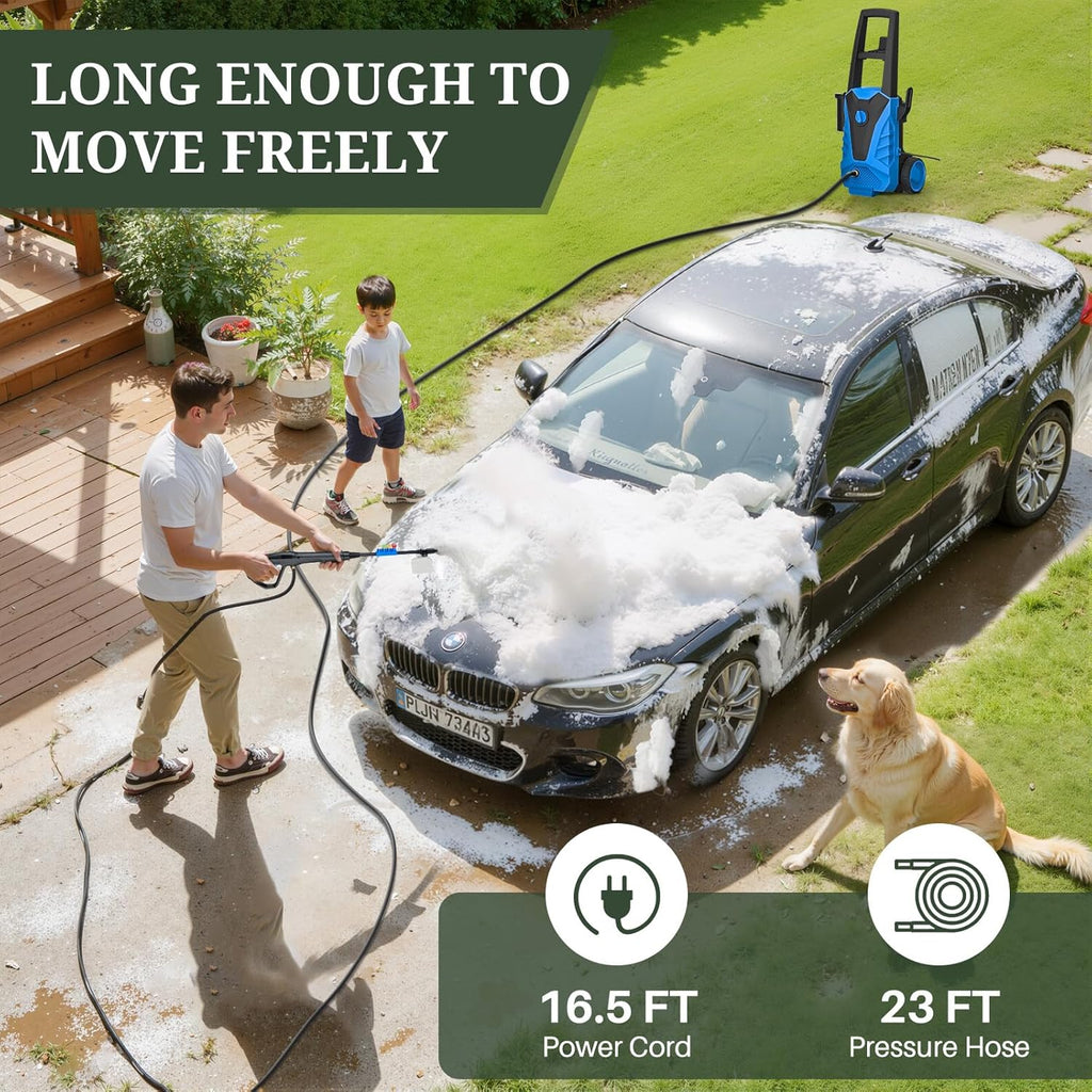 ROSVOVO 2100 PSI Electric Pressure Washer with Foam Cannon - 2.0 GPM High Pressure Cleaner with 5 Nozzles for Driveway, Car & Patio Cleaning, Blue