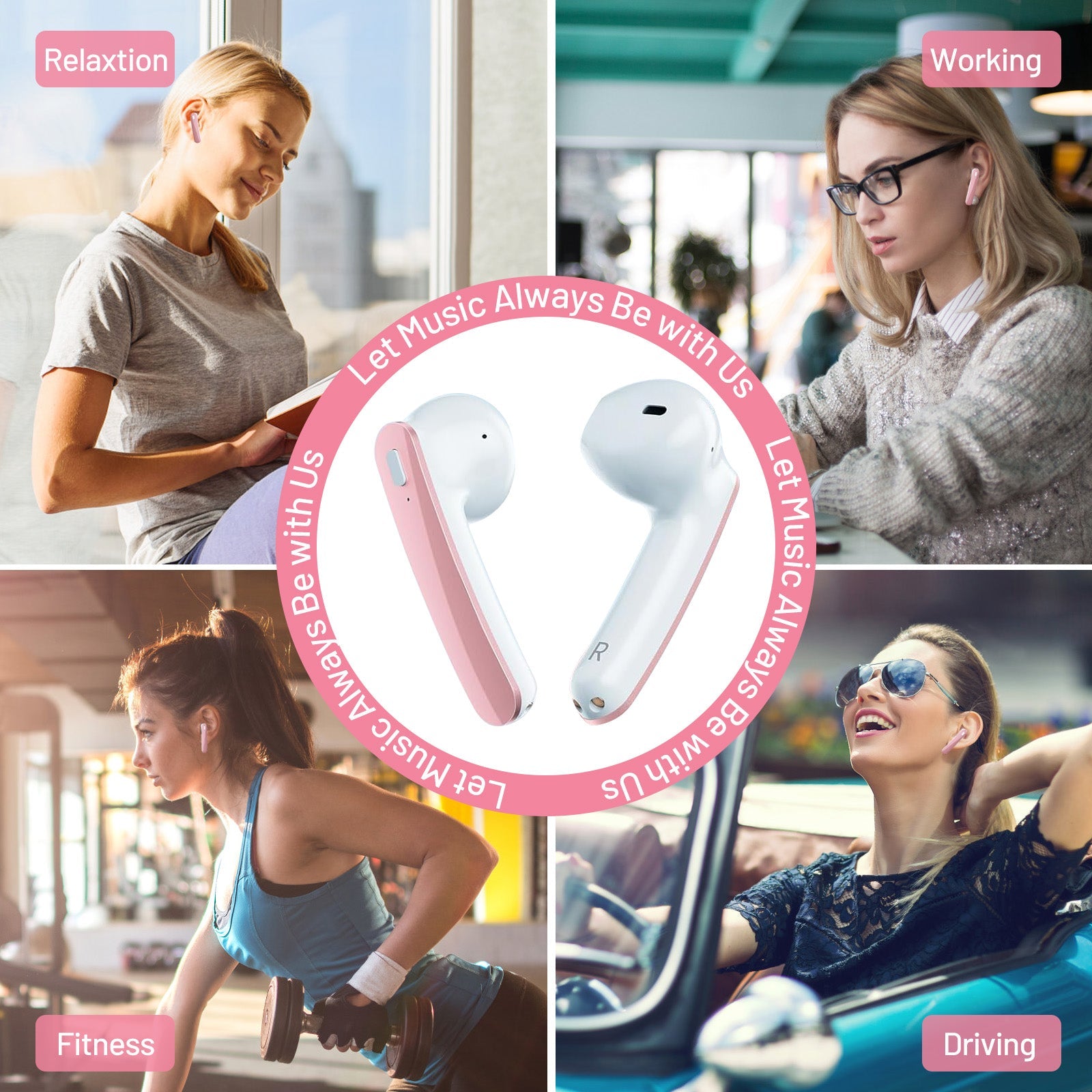 Wireless Headphones with 40Hrs Battery Life, Deep Bass, Wireless Charging Case, LED Display, Waterproof Mic - For Phone, Tablet, TV