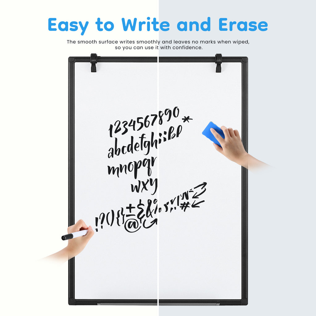ROSVOVO 40x28 Inch Magnetic Whiteboard Easel with Tripod Stand - Height Adjustable Portable Dry Erase Board Kit for Classroom, Office & Home, Black